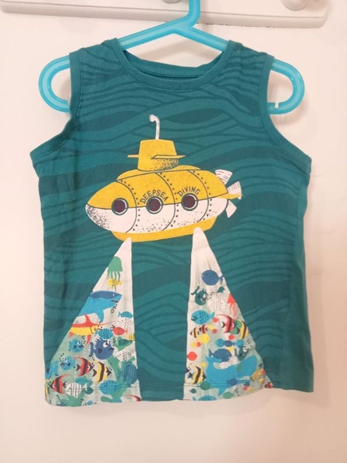 Débardeur bleu turquoise motif sous marin