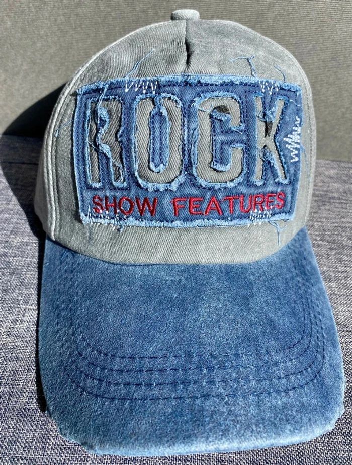 Casquette de Baseball Rock Coton Bleu/Gris effet usé destroy NЕUF