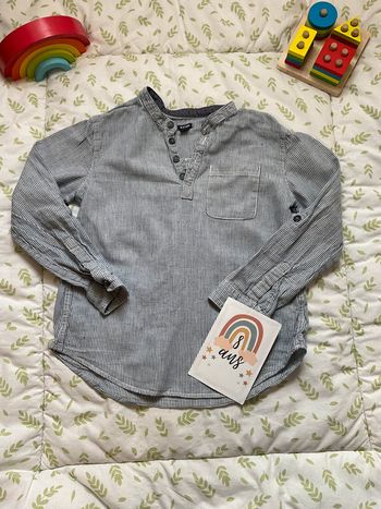 chemise manches longues rayé gris bleu 8 ans kiabi