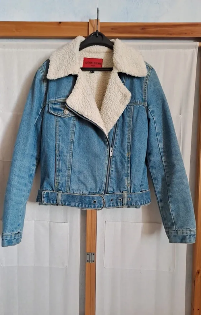 Veste en Jean / Veste Mouton et Jeans / Perfecto / Blazer Jean Mouton / Veste femme mouton - photo numéro 2