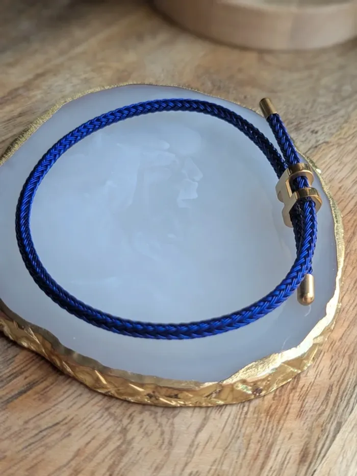 Bracelet en cordon H bleu roi - photo numéro 4
