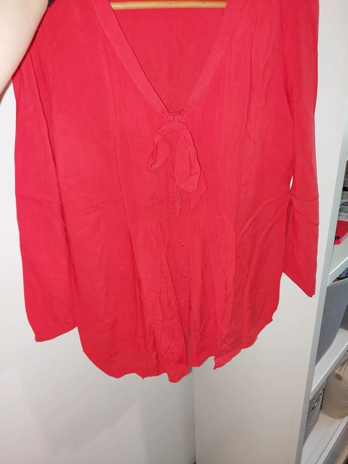 Blouse rouge manche 3/4 - photo numéro 2