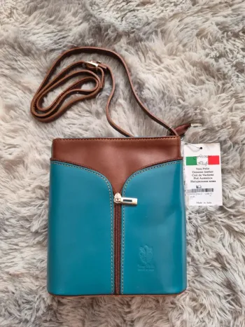 Sac bandoulière en cuir véritable – Made in Italy – Neuf