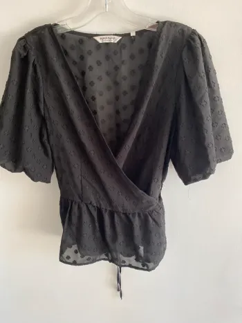 Blouse cache cœur manche boule naf naf noir
