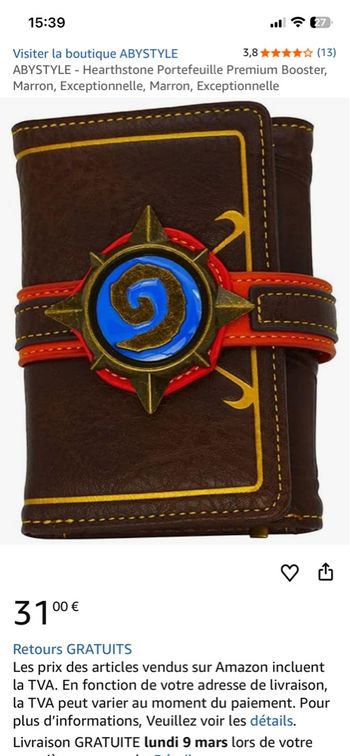 Porte feuille hearthstone 