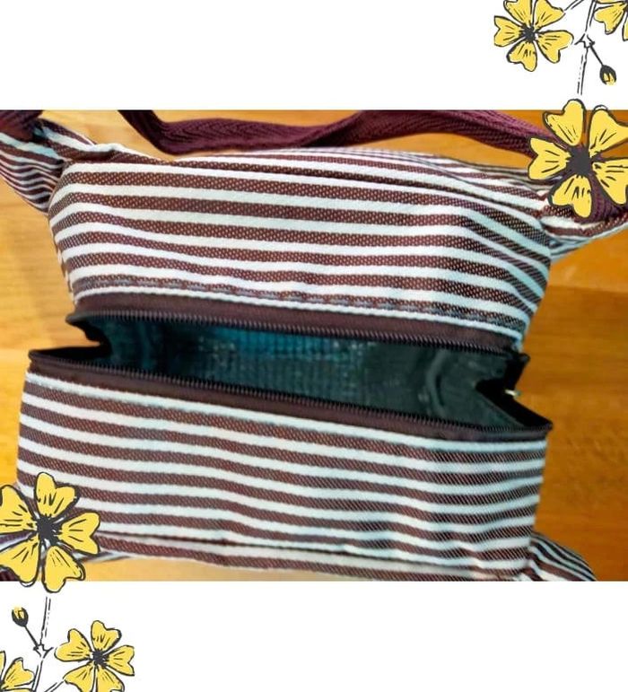 Sac isotherme rayé marron – Compact & pratique - lunchbox d’été - photo numéro 4