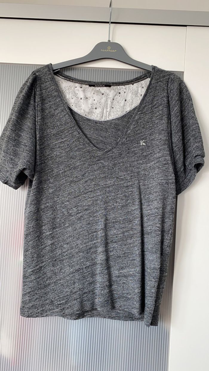 Teeshirt gris col V Kookai Taille 2