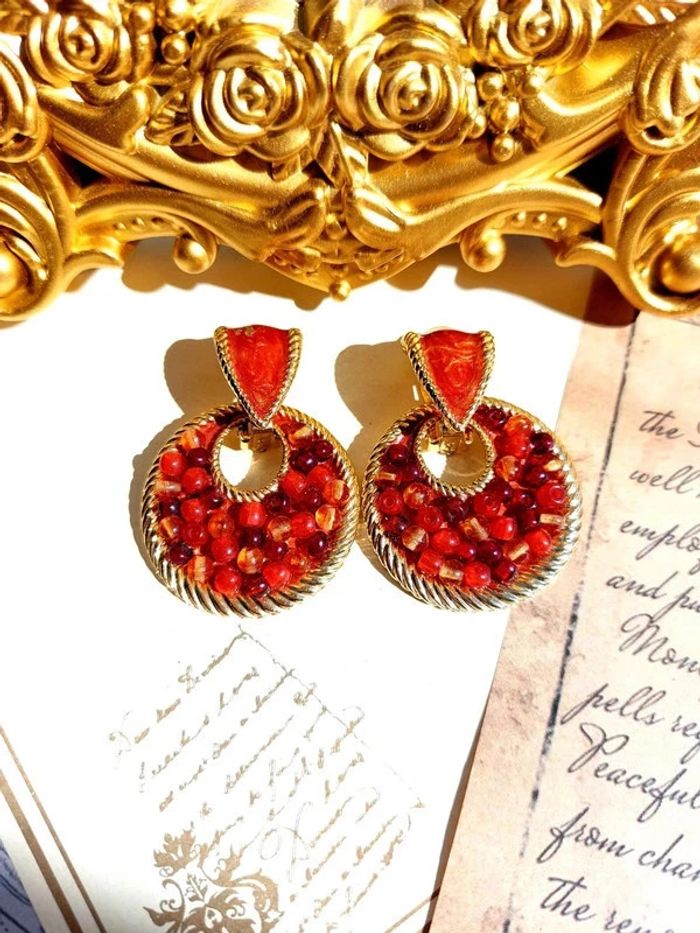 Paire de boucles d'oreilles à clip vintage 2en1 - photo numéro 8