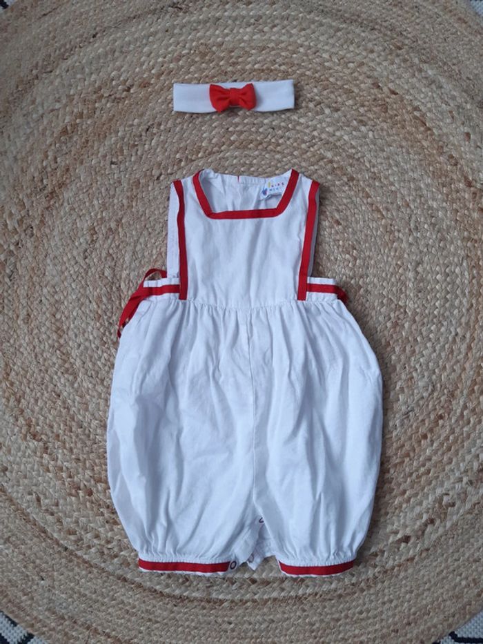 Barboteuse blanche et rouge avec bandeau Kids Minis 74 cm