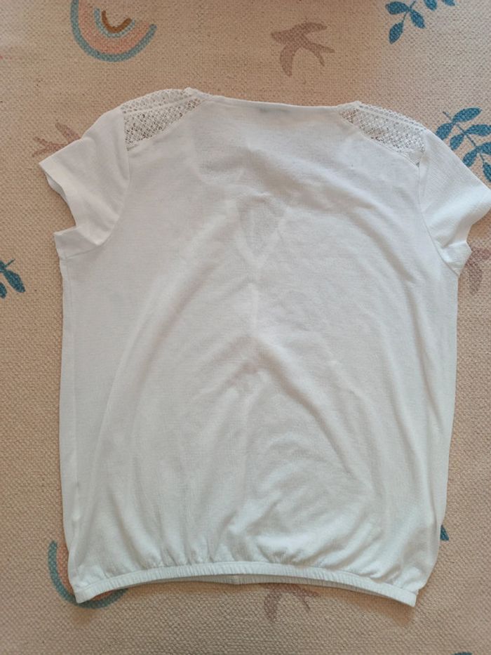 T-shirt blanc la halle dentelle décolleté M - photo numéro 6