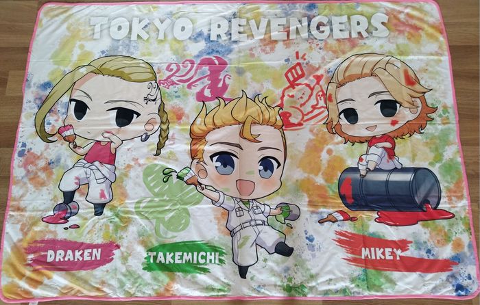 plaid / couette tokyo revengers mikey takemichi draken chibi 200x140cm