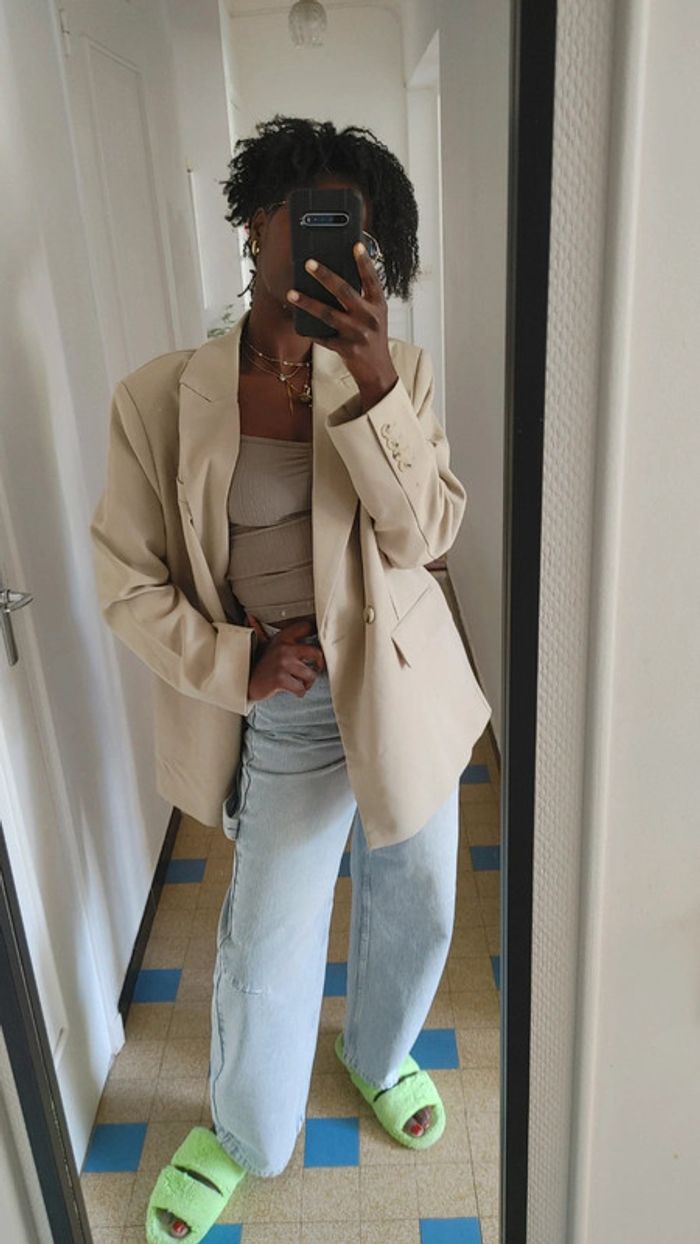 Veste blazer oversize épaulette vintage - photo numéro 10