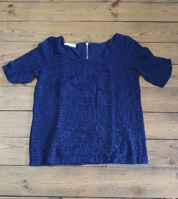 T-shirt bleu foncé Camaïeu S