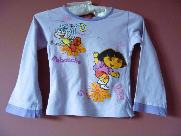 T-shirt Fille Dora l'exploratrice 6 ans violet neuf ML