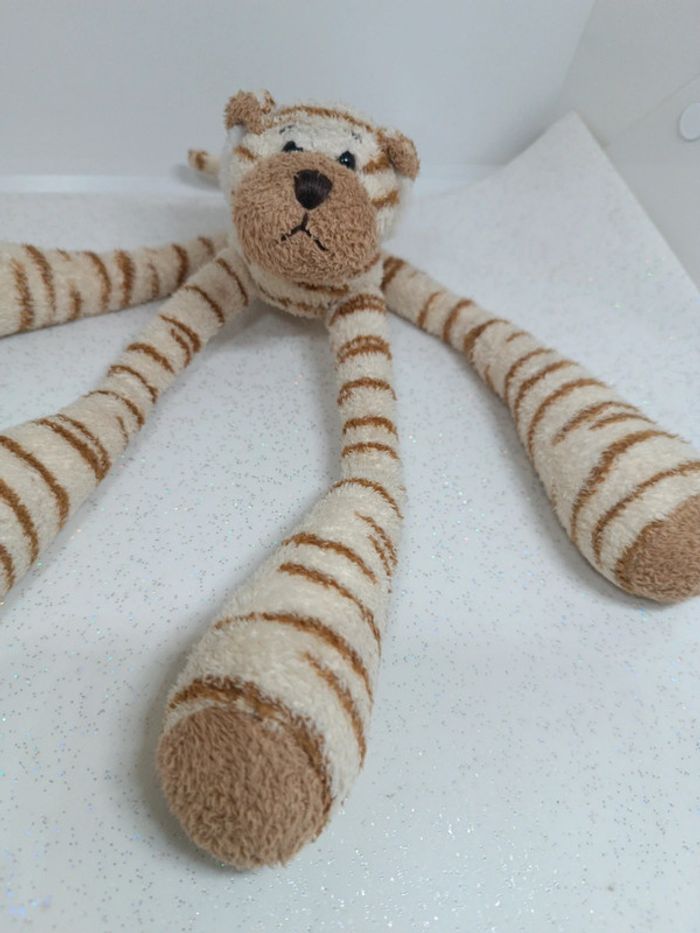 Petite peluche cmp plush doudou teddy zèbre zébré grosse pattes grande big beige crème tigre tiger - photo numéro 4