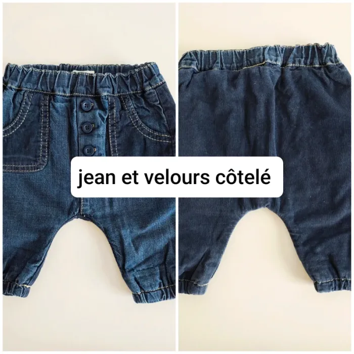 Pantalon bi matière jean velours côtelé Benetton