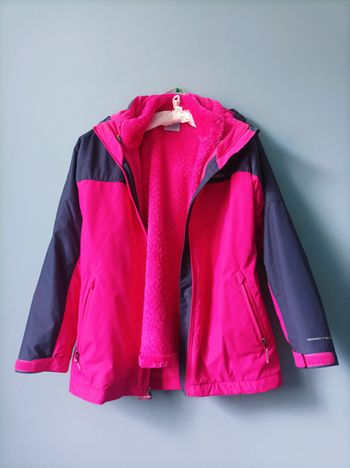 Manteau ski fille 14 ans L columbia polaire rose bleu marine TBE