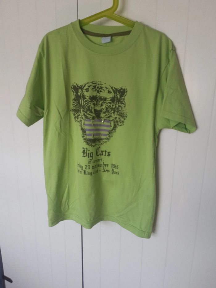 T shirt vert tête de tigre b&c kids