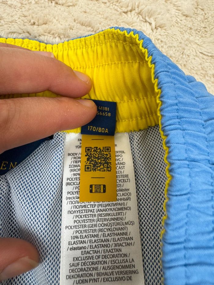 Short de Bain Ralph Lauren Bleu Uni Logo Brodé Neuf Taille S - photo numéro 9
