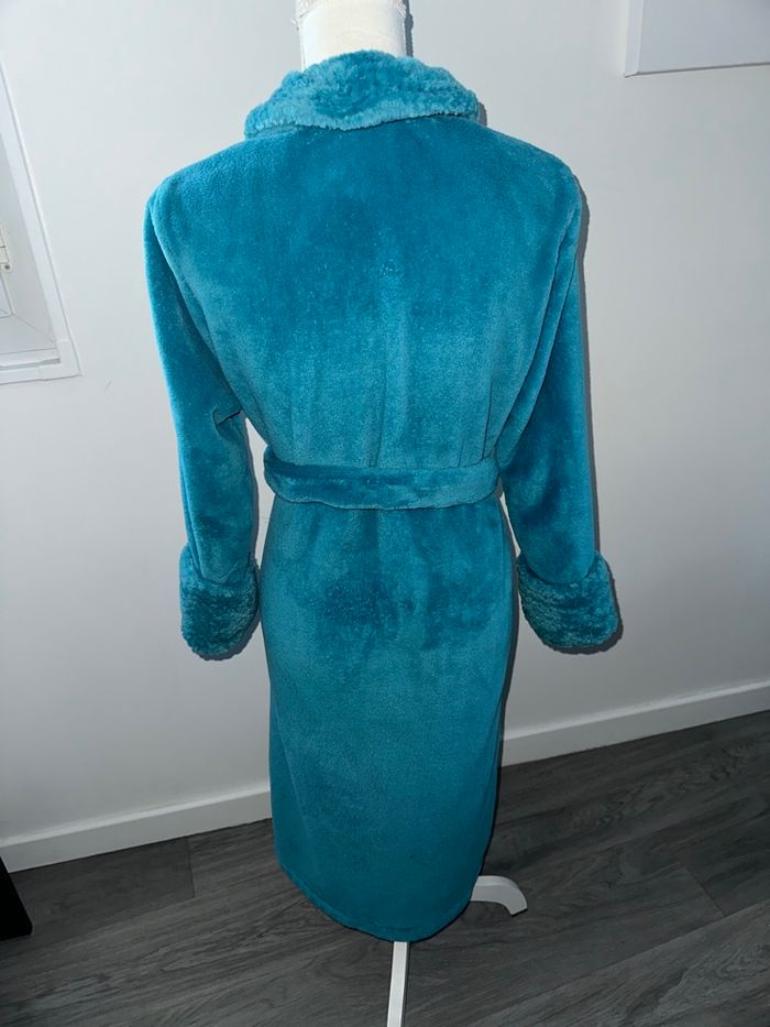 Robe de chambre peignoir polaire bleu canard Vintage T38 M - photo numéro 2