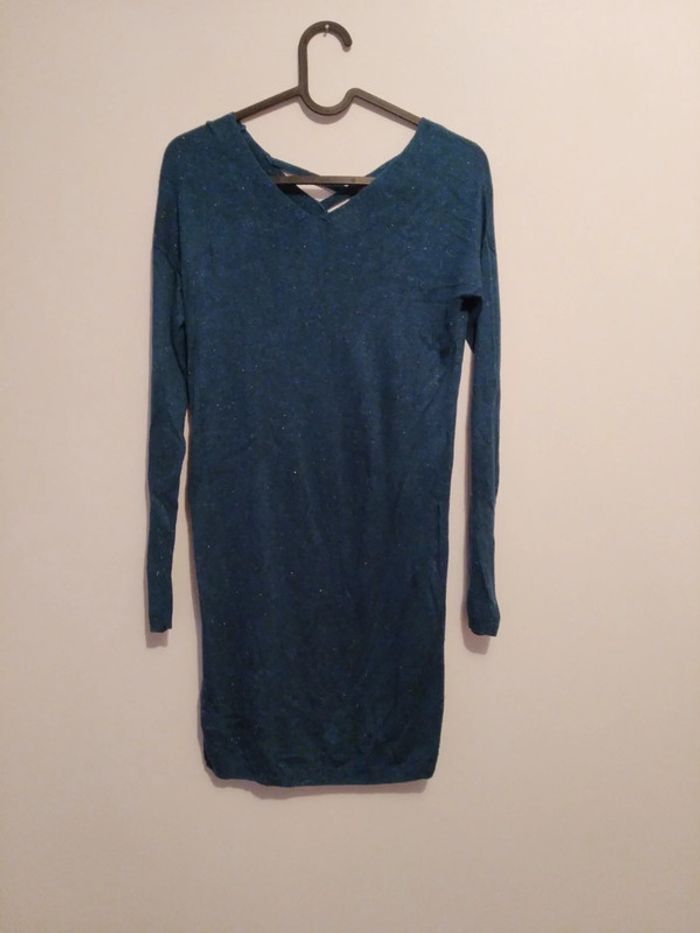 Robe bleu canard pailletée Etam