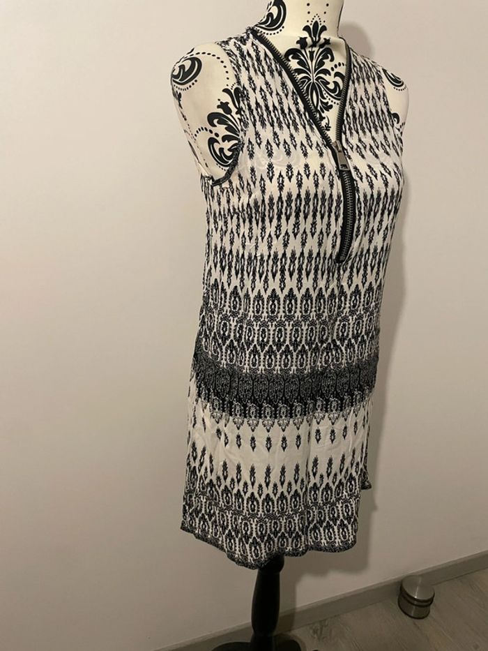 Robe tunique sans manche blanc à motifs noir kaylla taille 38 - photo numéro 2