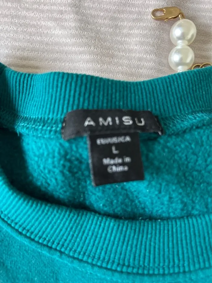 Sweat couleur bleu canard taille L Amisu - photo numéro 3