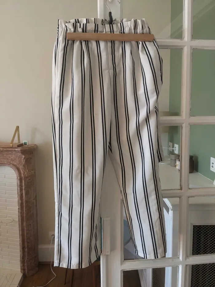 Pantalon rayé noir et blanc kiabi