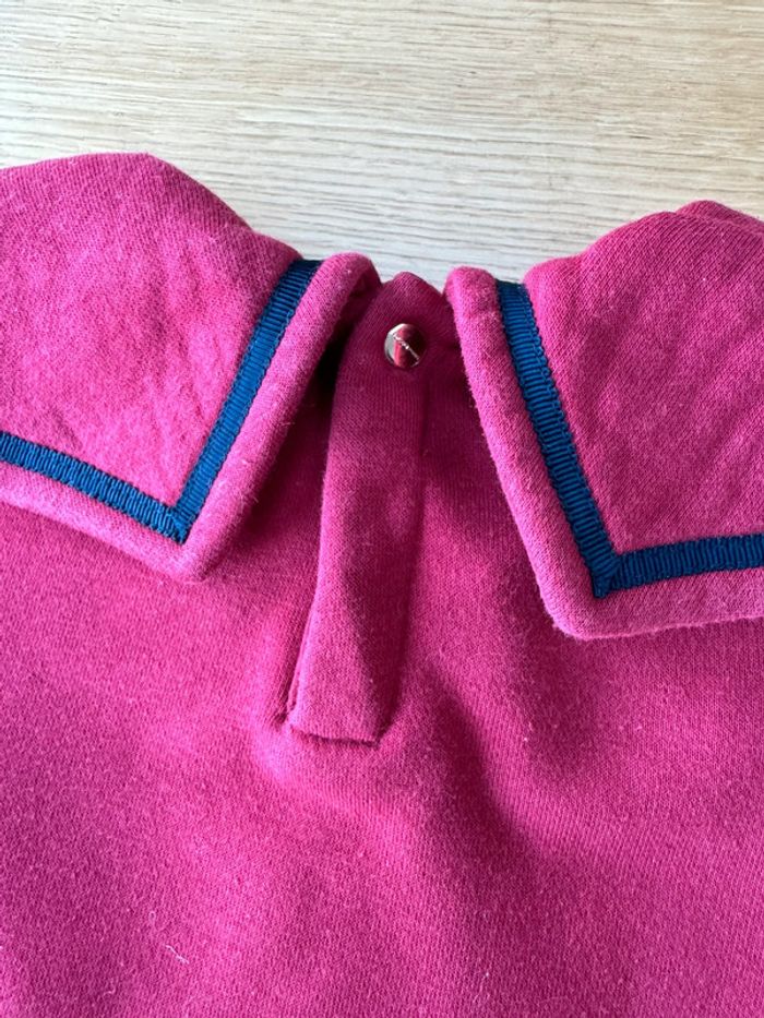 Sweat rouge bordeaux maxi col carré noeud - Taille 3 Ans - photo numéro 10
