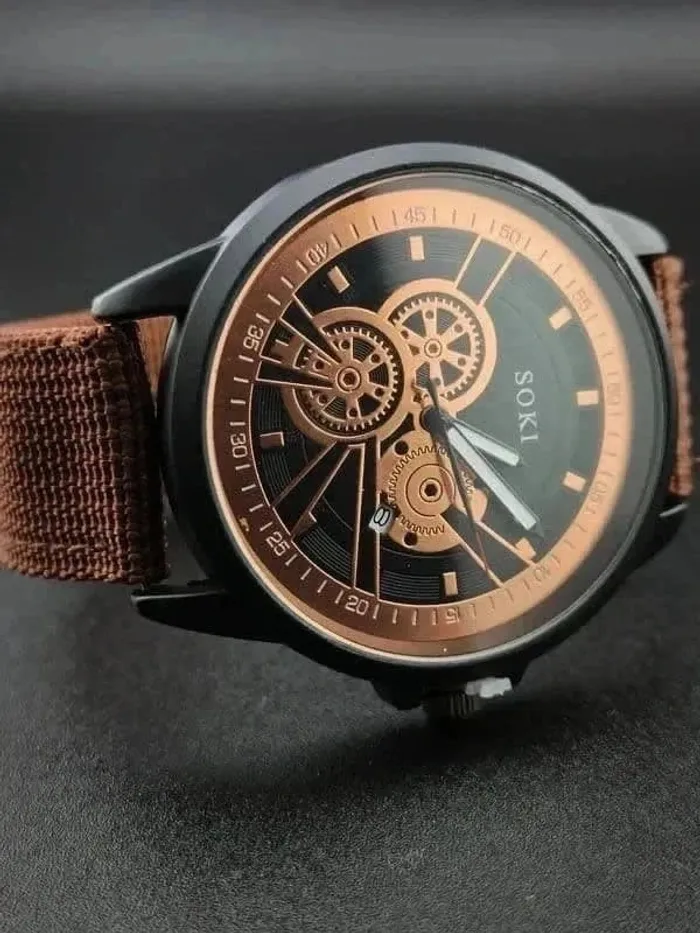 Montre marron style mécanique, bracelets - photo numéro 3