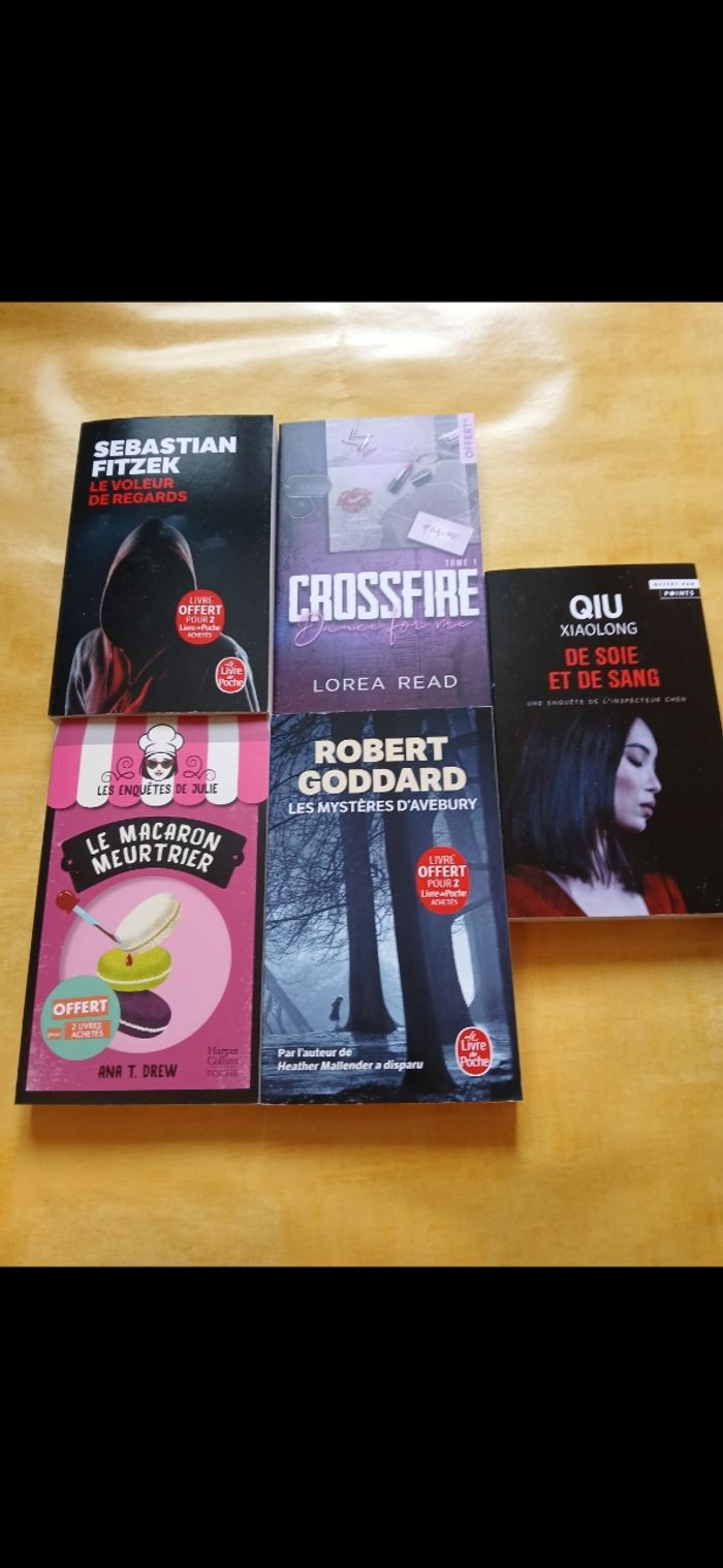 Lot de 5 livres thriller, policier