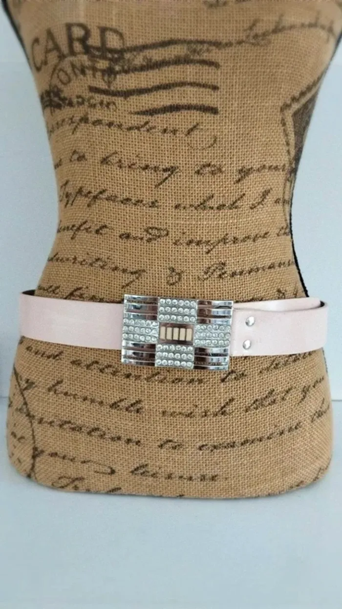 Ceinture rose boucles argenté 90 cm - photo numéro 2