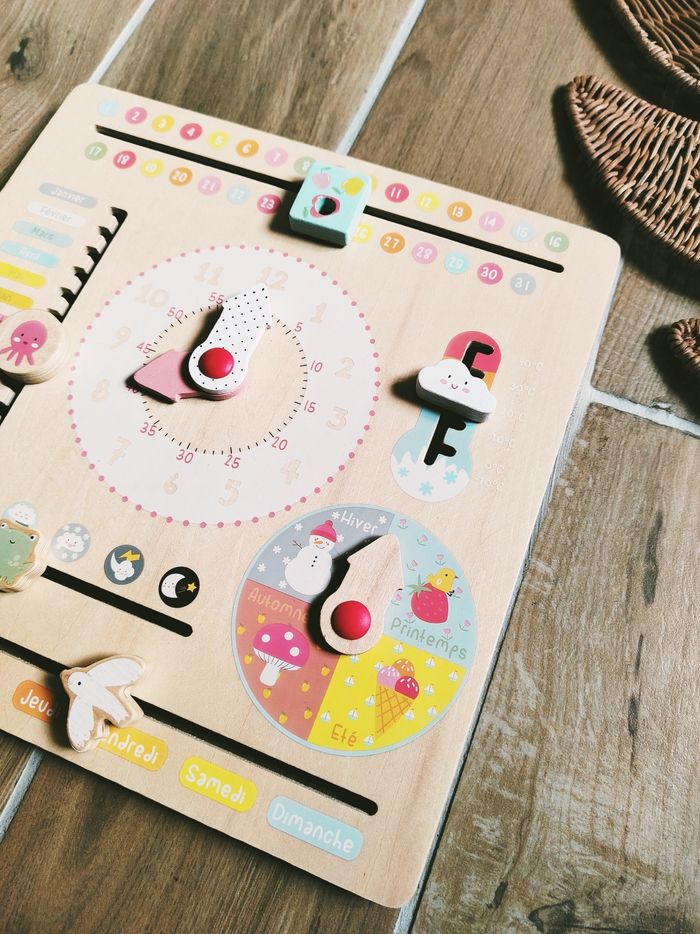 🌞Planche d'activités calendrier perpetuel Météo et temps en bois marque Vertbaudet - photo numéro 3