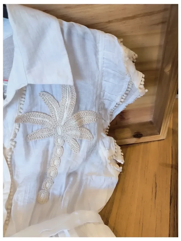 Robe longue d'été brodé blanc palmier m 38 - photo numéro 5
