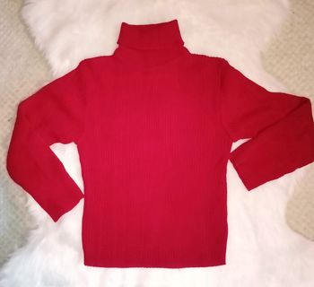 Pull col roulé côtelé rouge neuf