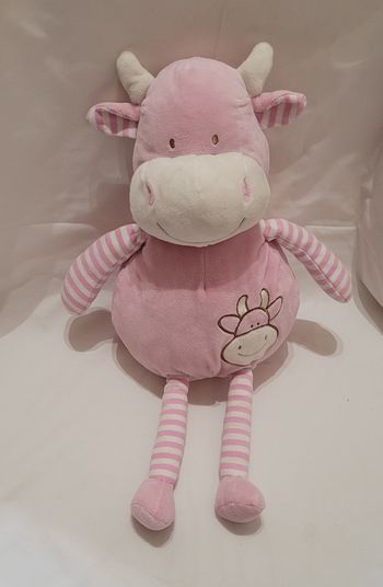 Peluche doudou vache rose 