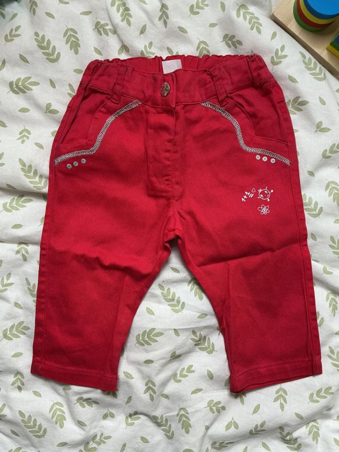 pantalon léger rose/rouge u tout petits taille réglable 6 mois - photo numéro 3