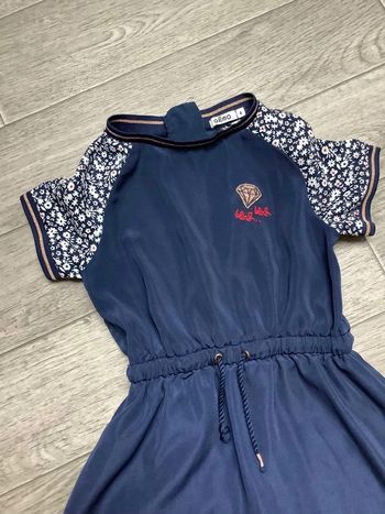 Robe marine Gemo 4 ans Manches fleuris/ fleurs blanche