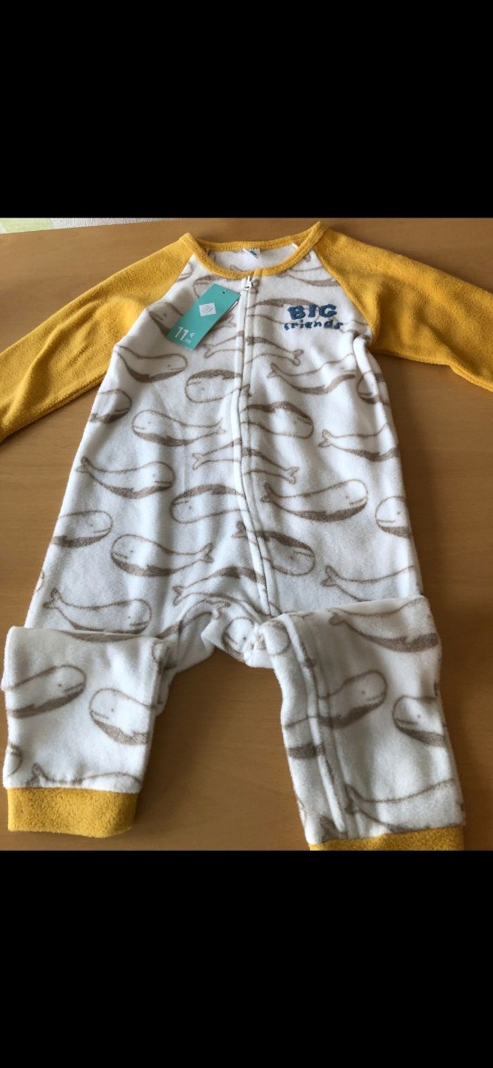 pyjamas garçon chaud baleine sans pieds 23 mois