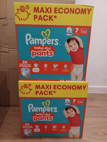 2 Cartons couches Pampers Pants baby-dry Taille 7 - Maxi-Ecopack