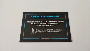Carte caisse de communauté Allez en prison jeu Monopoly mauvais perdants Hasbro Gaming #B77
