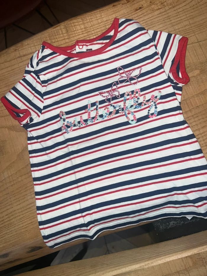 T-shirt été papillon sergent major 4 ans marinière - photo numéro 2