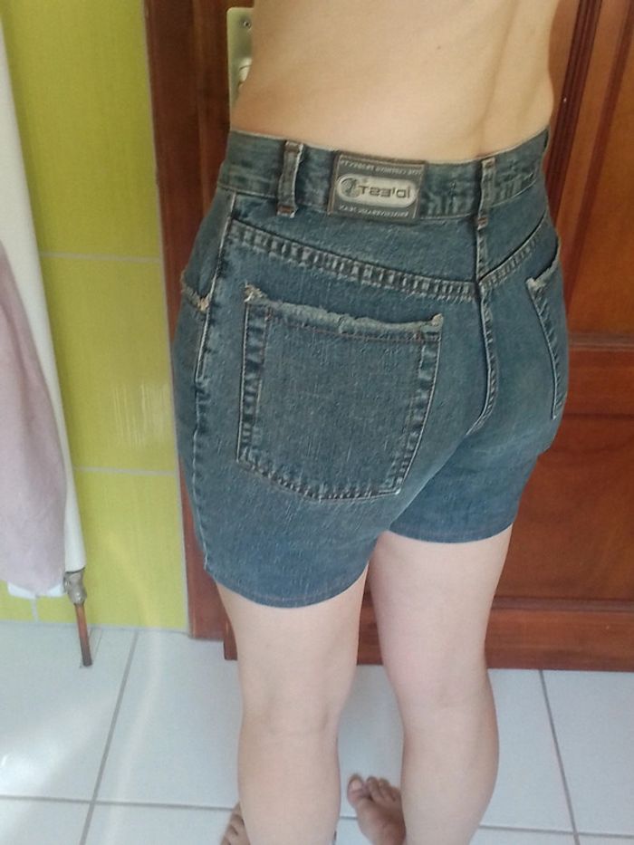 Short bleu en simili jean femme Id'est - photo numéro 6