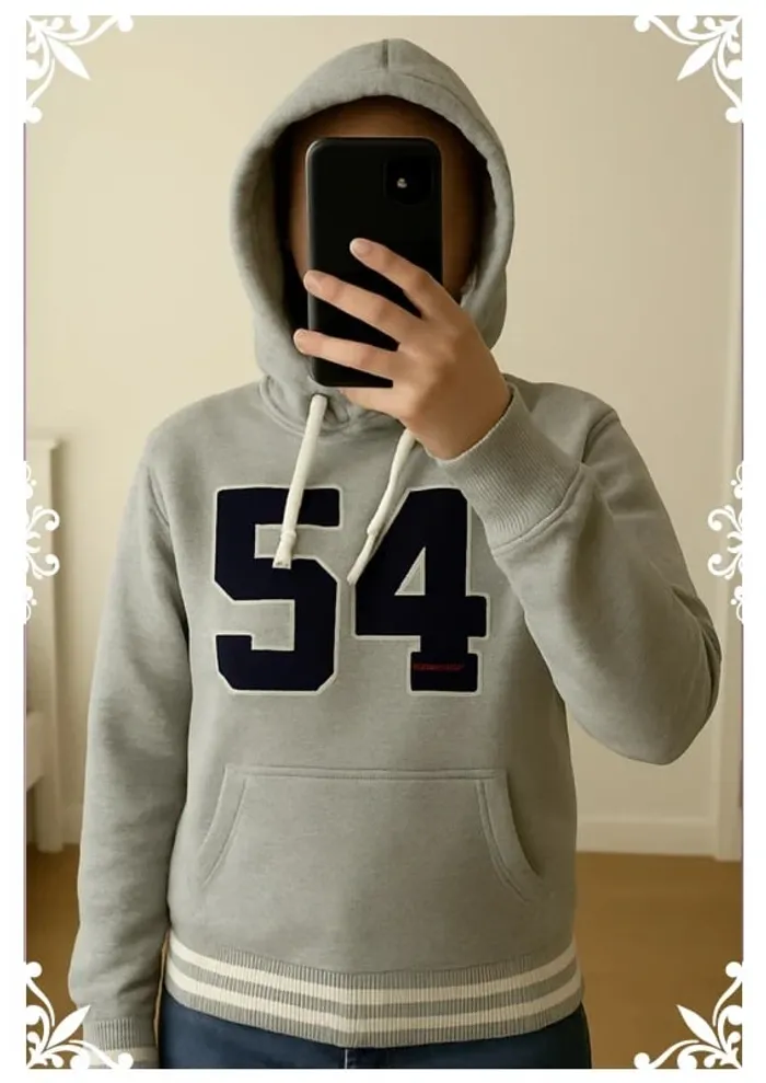 Sweat à capuche gris chiné "54" - Superdry - Taille XL - photo numéro 2
