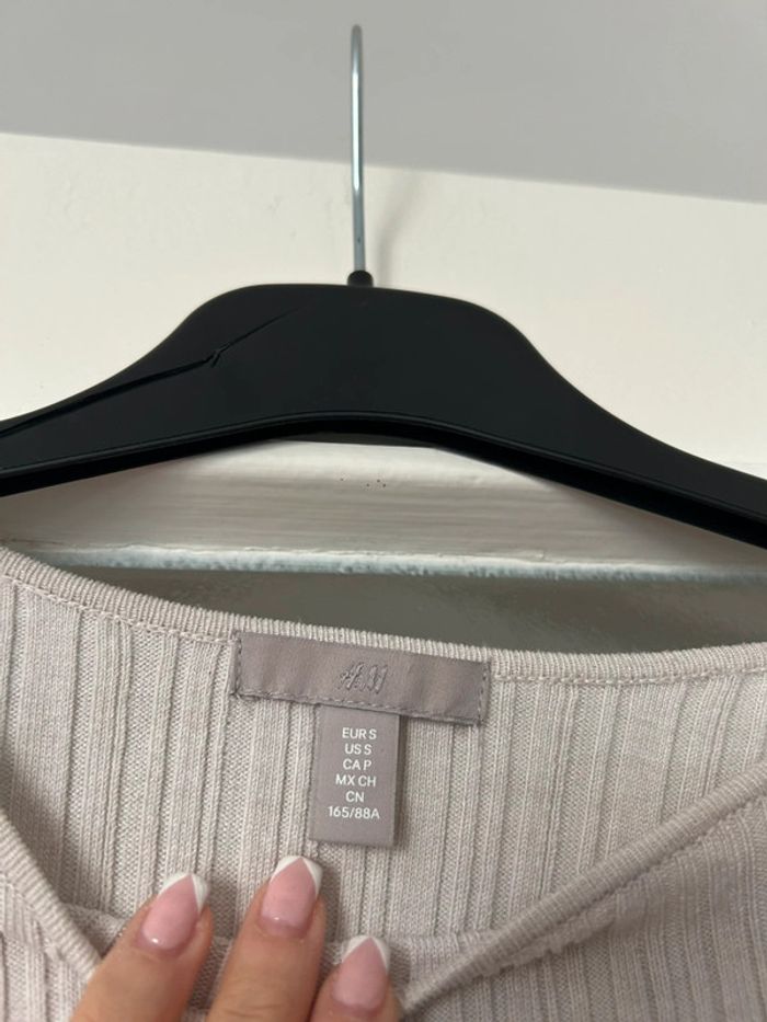 Top manche longue crème rayure S h&m - photo numéro 6