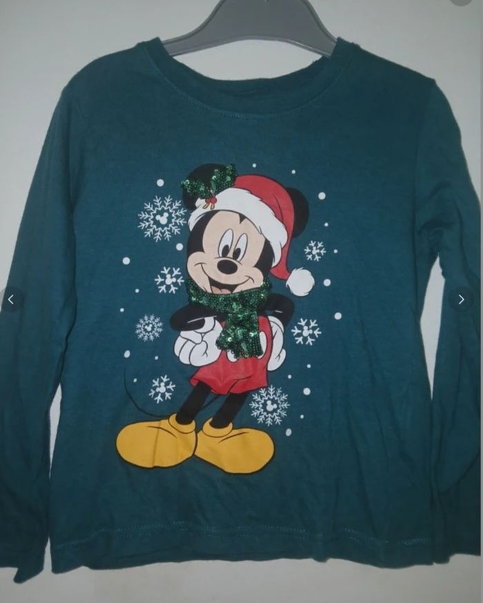 T shirt manches longues Mickey Noël 5 ans