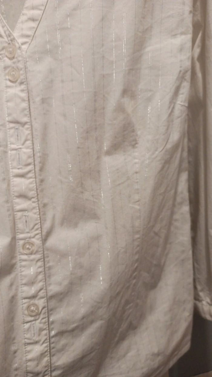Chemise femme blanche à rayures argenté taille 40 marque Etam - photo numéro 4