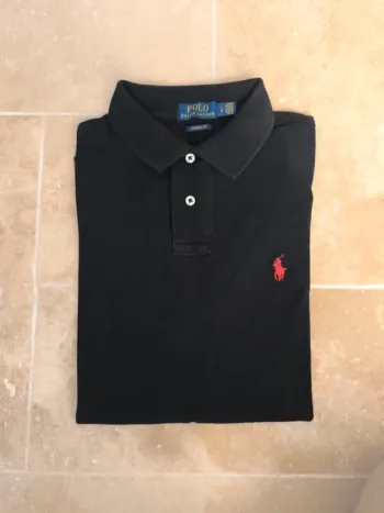 Polo Ralph Lauren homme L custom fit noir logo rouge excellent état