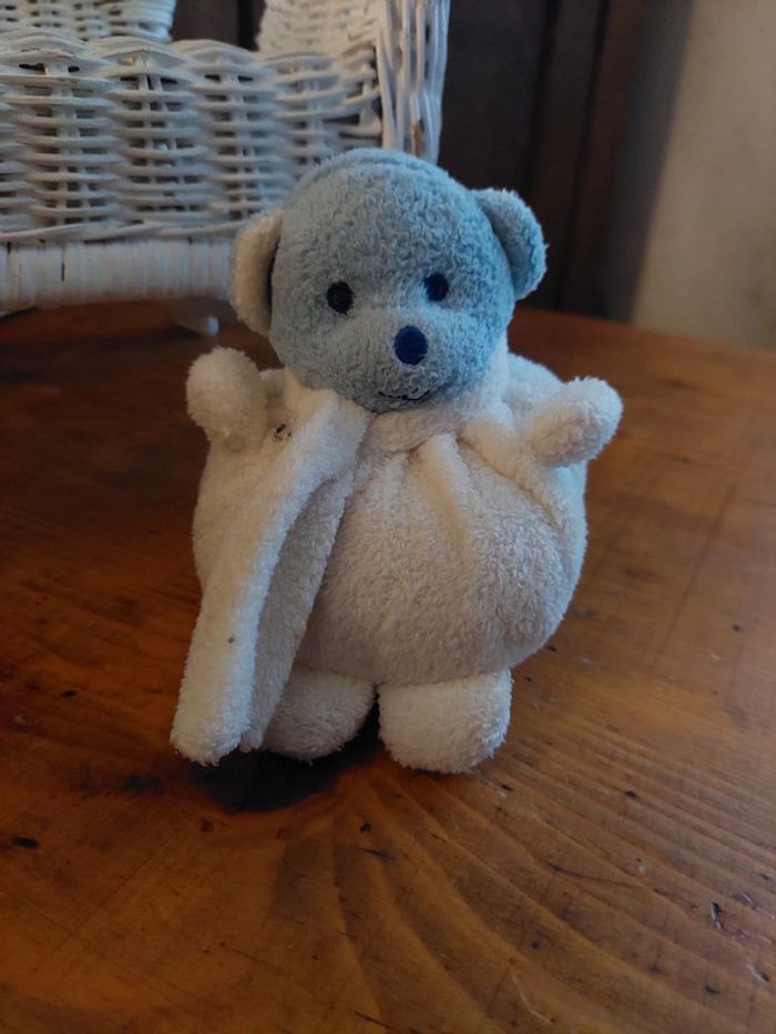 Doudou boule ours bleu Musti de Mustela - photo numéro 4