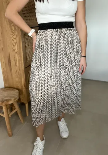 Jupe midi beige avec monogramme D